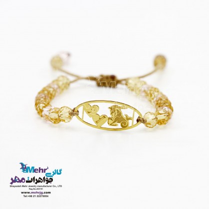 دستبند طلا و مهره - طرح ماه تولد دی-SB0435
